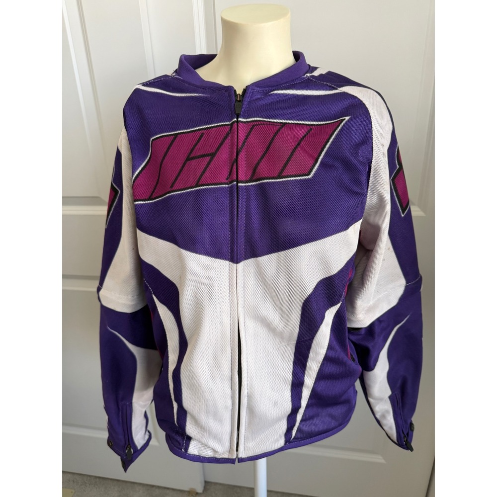 Icon Womens  Small Purple White Mesh Motorcycle Riding Jacket Armor Padded